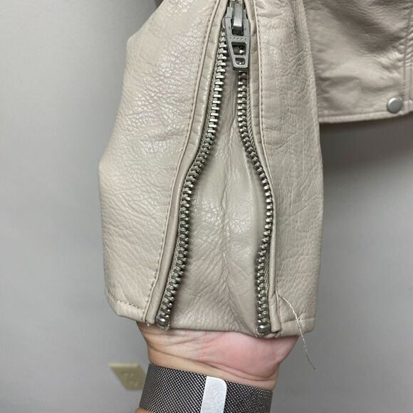 BLANKNYC Womens Fawn Beige Faux Leather Life Changer Moto Jacket‎ S $98 New* - Picture 4 of 14